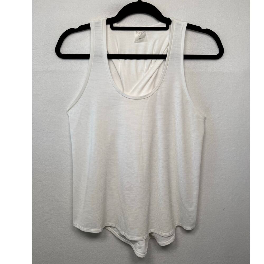 Calia by Carrie White Twist Cross Back Tank, Size M